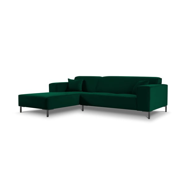 Zaļš samta stūra dīvāns Cosmopolitan Design Siena, kreisais stūris