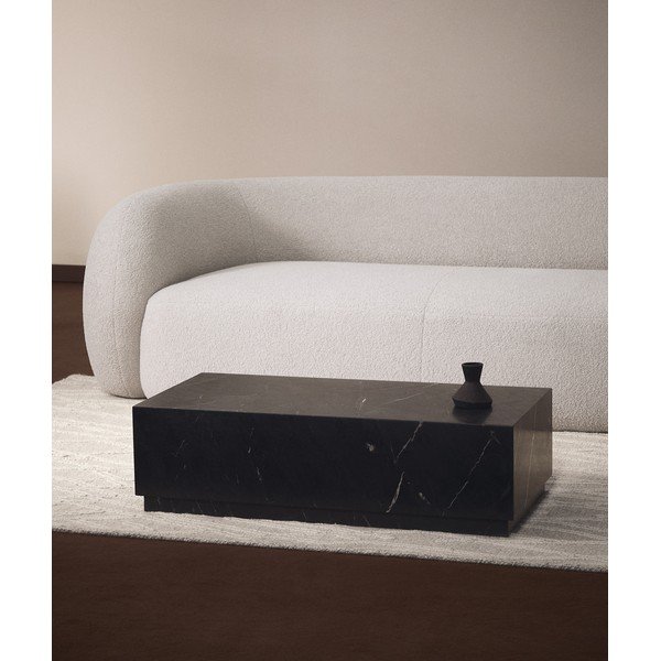 Melns marmora žurnālgaldiņš 50x100 cm Sorein – Kave Home-image-1