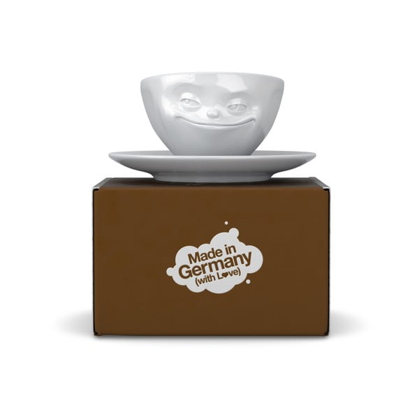 Balta porcelāna kafijas tase ar smaidīgu seju 58products, tilpums 200 ml-image-1