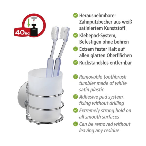 Pelēks nerūsējošā tērauda pašlīmējošs vannas istabas piederumu komplekts Turbo-Loc – Wenko-image-4