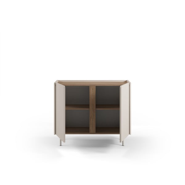 Krēmkrāsas/dabīga toņa skapītis ar ozolkoka imitāciju 100x82,5x40 cm Lucile – Marckeric-image-3