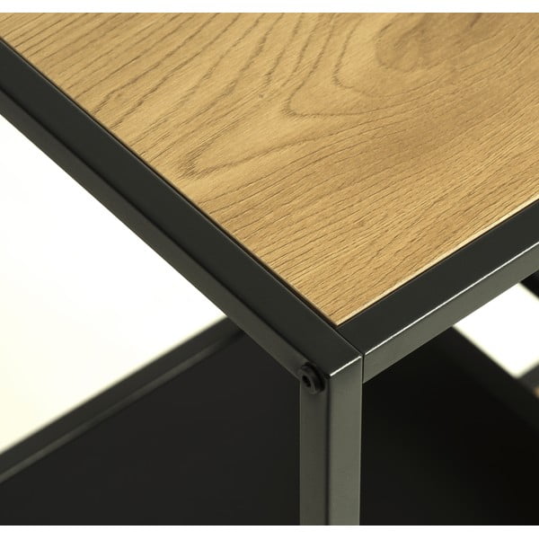 Melns/dabīga toņa grāmatplaukts ar ozolkoka imitāciju 80x146x35 cm Altino – Unique Furniture-image-3