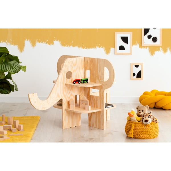 Bērnu grāmatu plaukts dabīgā tonī ar priedes koka imitāciju 90x60 cm Elephant – Adeko-image-1