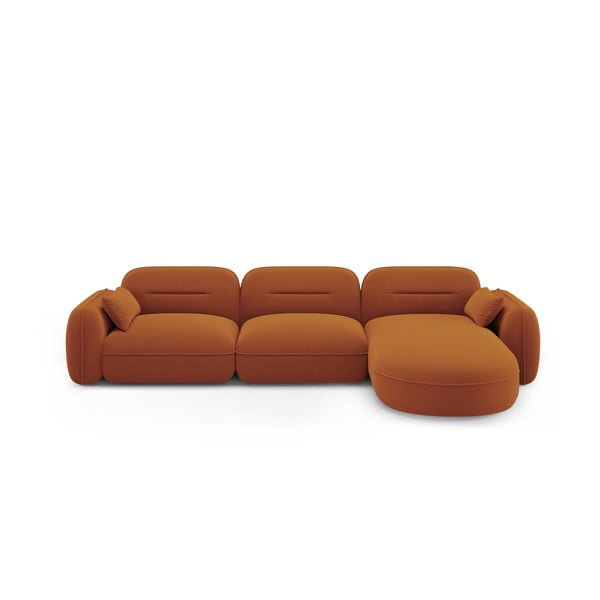 Oranžs samta stūra dīvāns (ar labo stūri) Audrey – Interieurs 86