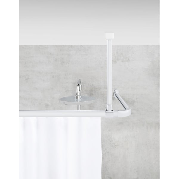 Spīdīgas sudraba krāsas griestu stiprinājums dušas aizkariem Era – Wenko-image-1