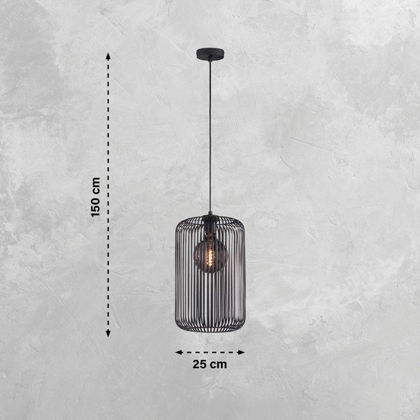 Melna piekaramā lampa ar metāla abažūru ø 25 cm Cage – Fischer & Honsel-image-4