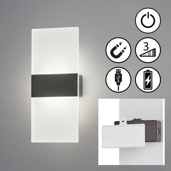 Balta/matētas sudraba krāsas LED sienas lampa Magnetics – Fischer & Honsel-image-1