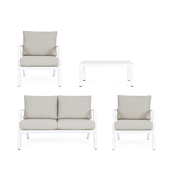 Balts alumīnija dārza atpūtas komplekts 4 personām Harley – Bizzotto-image-4