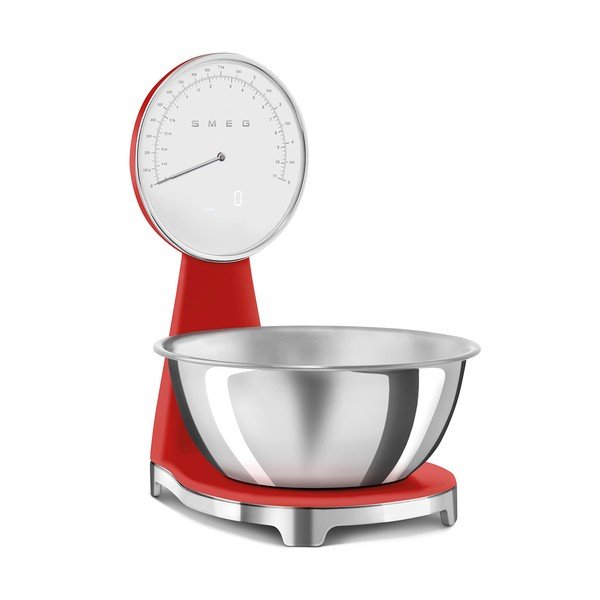 Sarkana plastmasa digitālie virtuves svari – SMEG