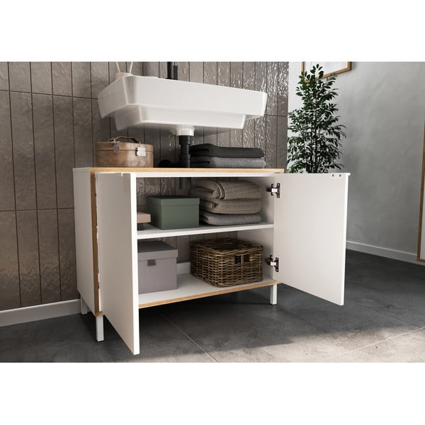 Balts augsts skapītis zem izlietnes 80x60 cm Topeka – Germania-image-4