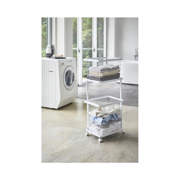 Yamazaki veļas mazgātavas tornis White Mobile Hamper Plaukti-image-1
