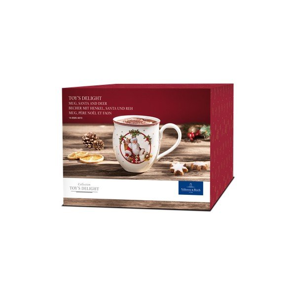 Balta porcelāna krūze ar Ziemassvētku motīvu Villeroy & Boch Santa un briedis-image-3