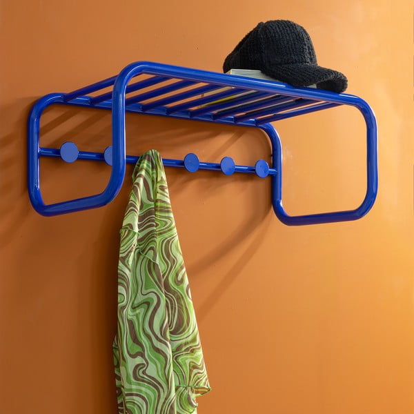 Zils metāla sienas pakaramais ar plauktu 72 cm Retro – Spinder Design-image-4