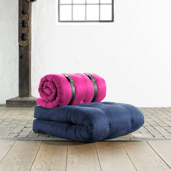 Krēsls/matracis ar sprādzēm, 70 cm, tumši zils/rozā krāsā