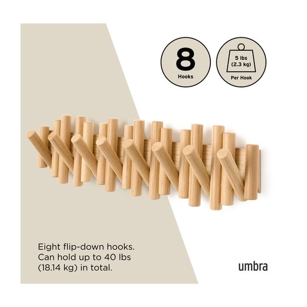 Dabīga toņa priedes masīvkoka sienas pakaramais 61 cm Picket – Umbra-image-4