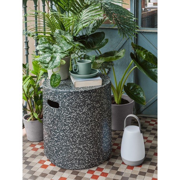 Melns betona sānu galdiņš Kave Home Jenell, ⌀ 35 cm-image-1