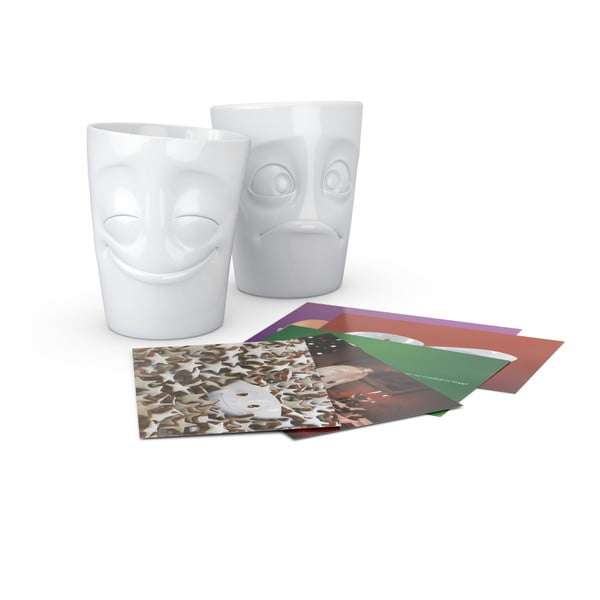 2 baltu porcelāna krūžu komplekts 58products Cheery & Baffled -image-3