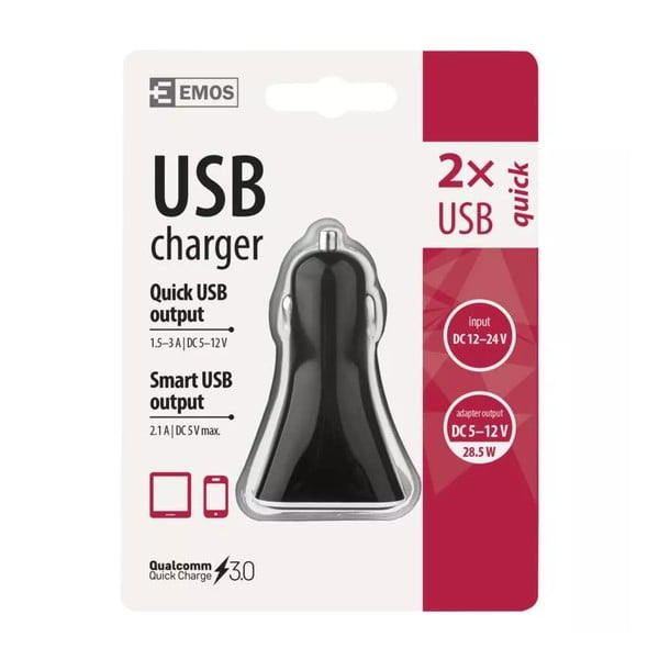 USB automašīnas lādētājs Quick Auto – EMOS-image-1