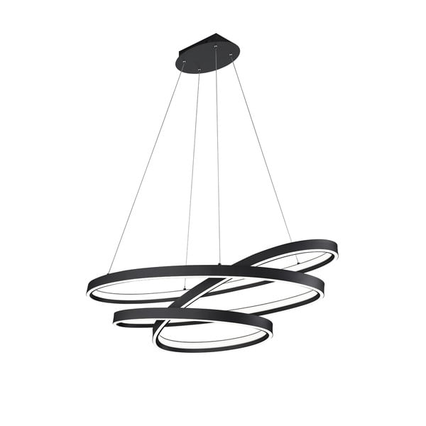 Melna LED piekaramā lampa ar balss vadību/ar mobilās lietotnes vadību un metāla abažūru Ciola – CINQUE