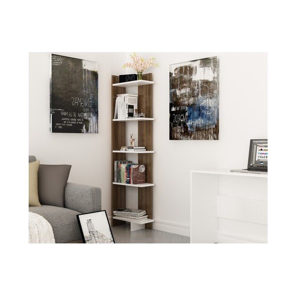 Grāmatu skapis no valriekstu koka ar baltām detaļām Als Walnut White-image-1