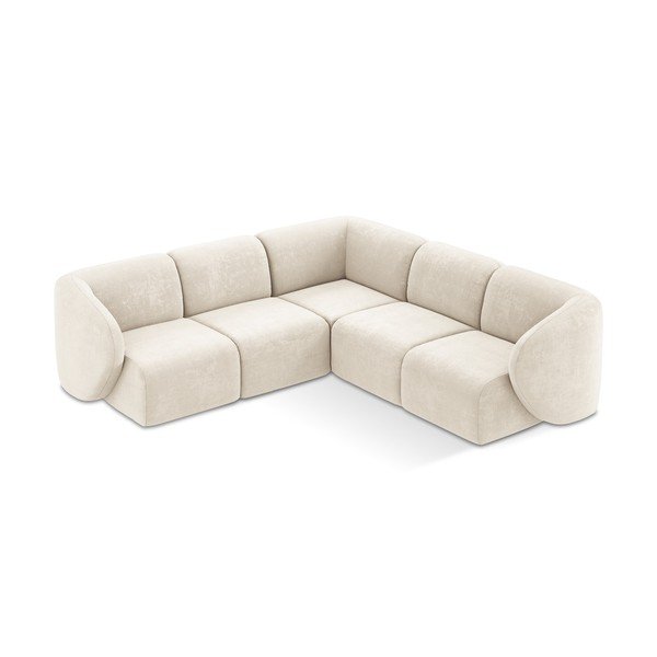 Bēšs stūra dīvāns no šenila auduma Lani – Makamii-image-1