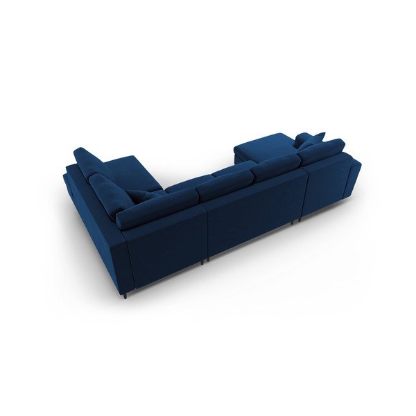 Zils samta salokāms stūra dīvāns ar uzglabāšanas vietu (ar labo stūri/U veida) Kyoto – Cosmopolitan Design-image-4