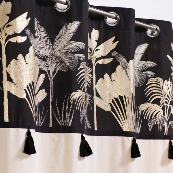 Melns/bēšs aizkars 140x240 cm Karaba – douceur d'intérieur-image-1