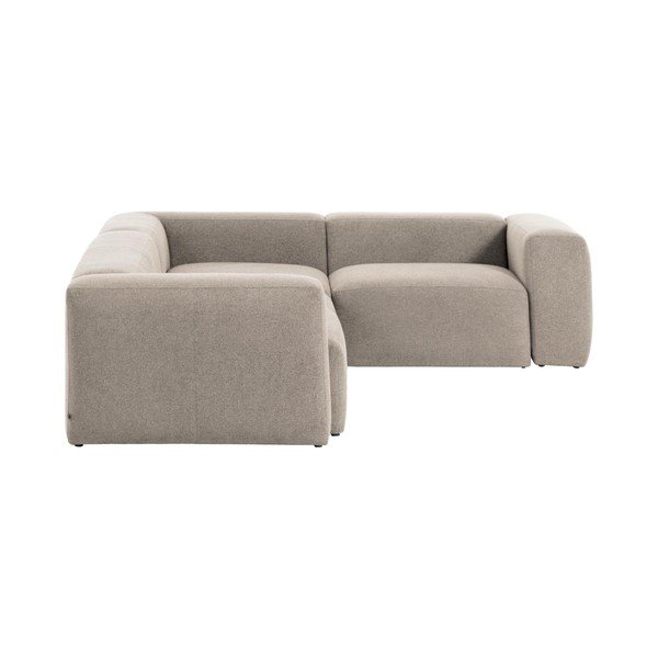 Bēšs stūra dīvāns no šenila auduma Blok – Kave Home-image-3
