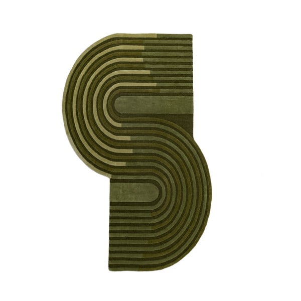 Zaļš ar rokām darināts vilnas paklājs 150x240 cm Conway Retro – Flair Rugs