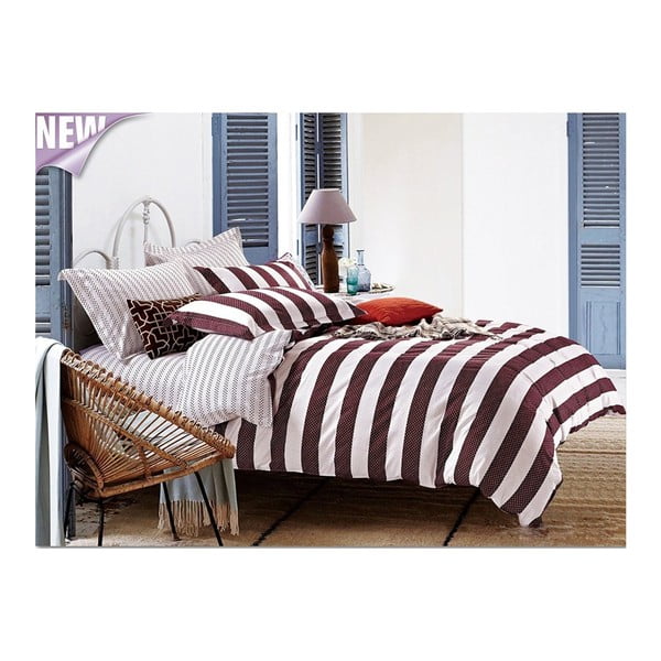 Sarkana/balta vienguļamā kokvilnas gultas veļa 135x200 cm Christian – AmeliaHome-image-1