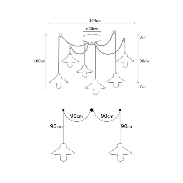 Piekaramā lampa ar metāla abažūru ø 114 cm Manavgat – Opviq lights-image-2