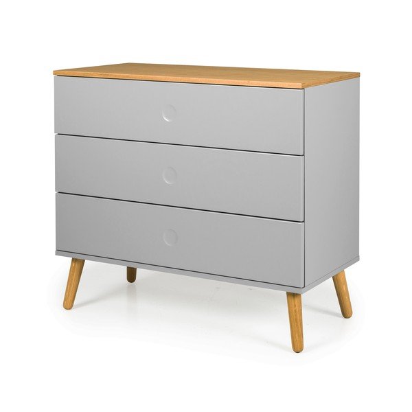 Pelēka kumode ar ozolkoka kājām Tenzo Dot, 90 x 79 cm-image-1