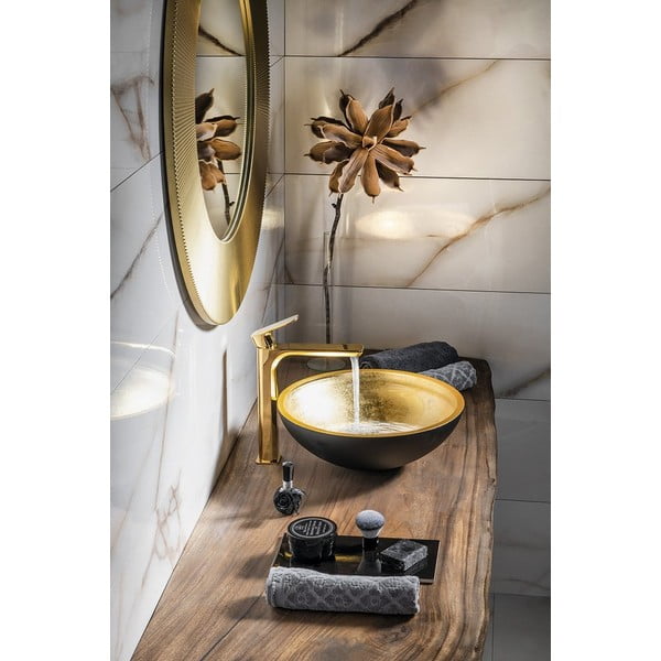 Zelta krāsas stāvošs jaucējkrāns izlietnei Spy – Sapho-image-1