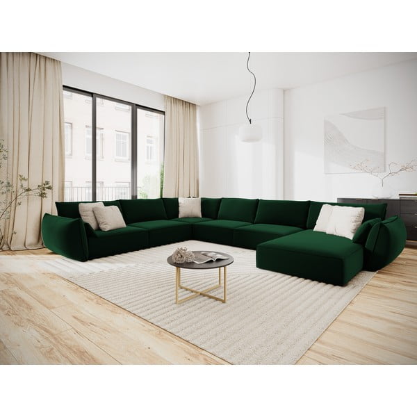 Tumši zaļš samta stūra dīvāns (ar kreiso stūri/U veida) Vanda – Mazzini Sofas-image-1