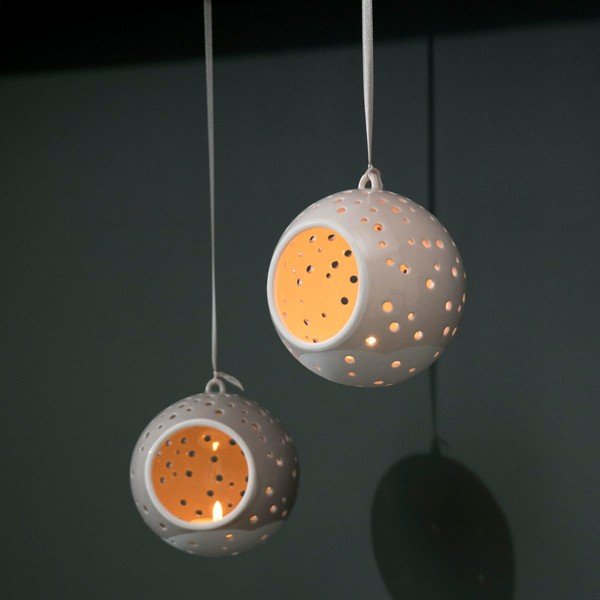 Balts porcelāna Ziemassvētku svečturis Kähler Design Nobili, ⌀ 12 cm-image-2
