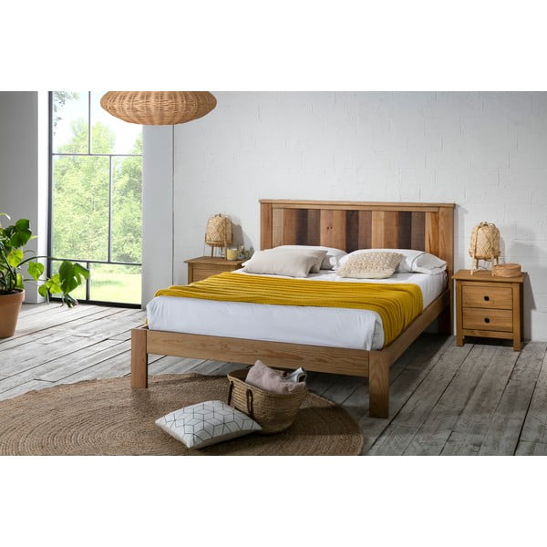 Dabīga toņa divvietīga gulta ar režģi 140x190 cm – Marckeric-image-1