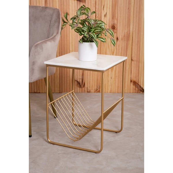 Sānu galdiņš ar marmora virsmu 40x40 cm Mandoli – Premier Housewares-image-2