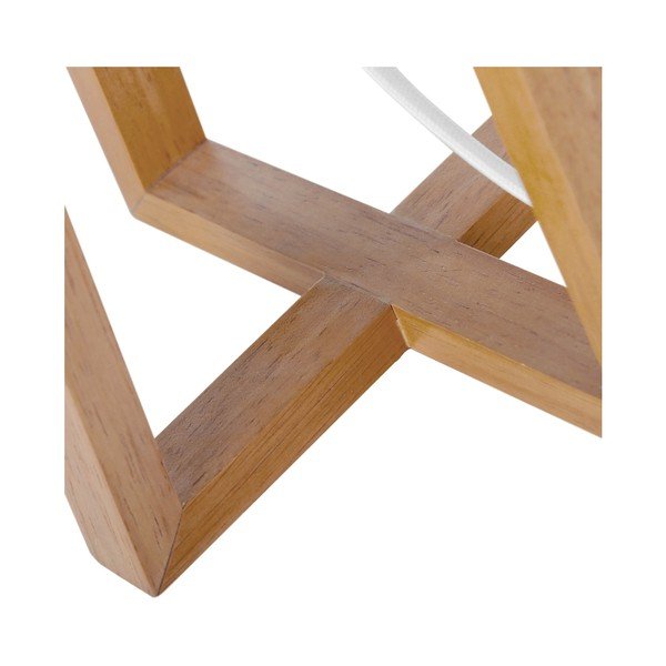 Pelēka/brūna masīvkoka galda lampa ar auduma abažūru (augstums 44 cm) – Casa Selección-image-2