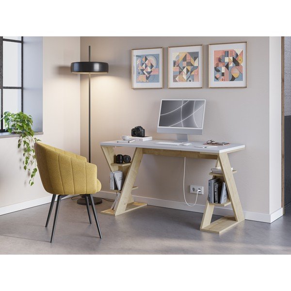 Darba galds ar baltu galda virsmu 60x137 cm Butterfly – Marckeric-image-1