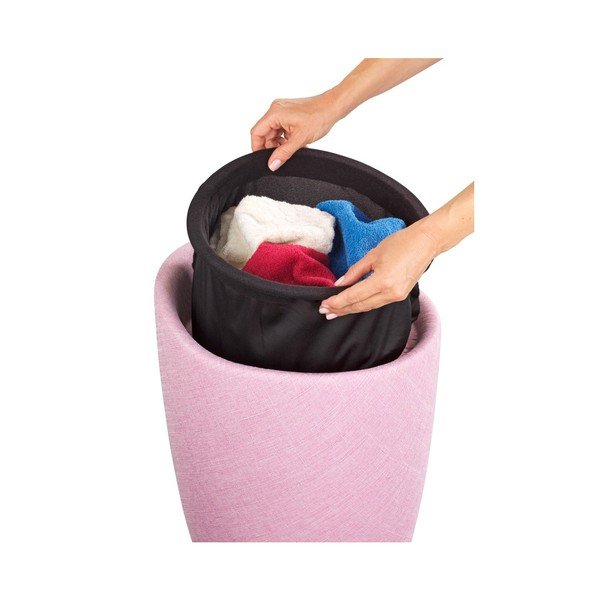 Rozā veļas grozs un taburete vienā Wenko Linen Look, 20 l-image-2