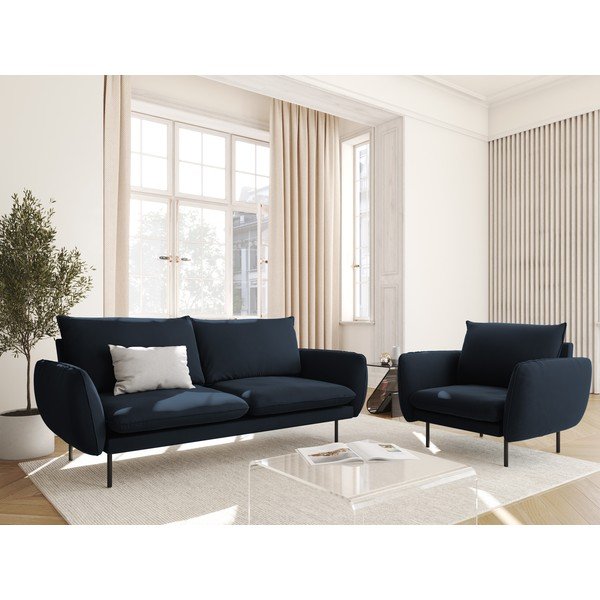 Tumši zils samta krēsls Vienna – Cosmopolitan Design-image-1