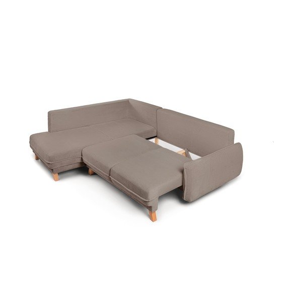 Pelēkbrūns velveta salokāms/ar uzglabāšanas vietu stūra dīvāns (ar labo stūri/L veida) Tori – Bonami Selection-image-4