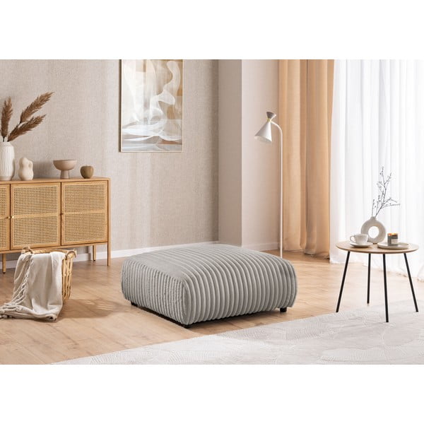 Gaiši pelēks velveta kāju soliņš Justin – Ropez-image-1