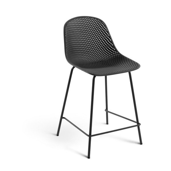 Tumši pelēks metāla/plastmasas dārza bāra krēsls Quinby – Kave Home