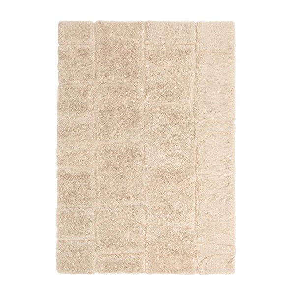 Krēmkrāsas ar rokām darināts vilnas paklājs 200x300 cm Nak – Kave Home