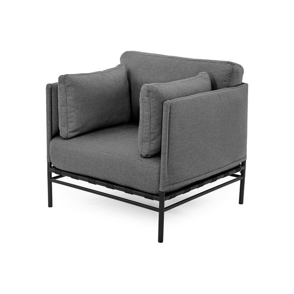 Tumši pelēks polsterēts dārza atpūtas krēsls Dandy – Sit Sit-image-3