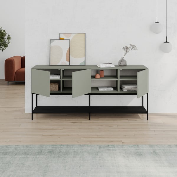 Zaļa/melna kumode 180x80x40 cm Amira – Marckeric-image-3