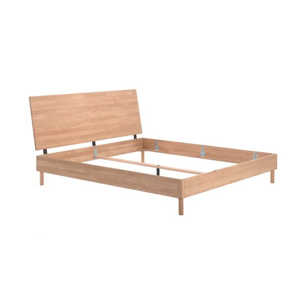 Dabīga toņa ozola masīvkoka divvietīga gulta bez režģa 180x200 cm Forrest – Vipack-image-2