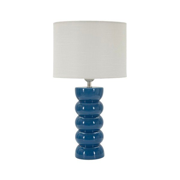 Balta/zila keramikas galda lampa ar auduma abažūru (augstums 46 cm) Torr – Mauro Ferretti