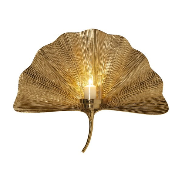 Sienas svečturis zelta krāsā Kare Design Ginkgo Leaf, 60 cm